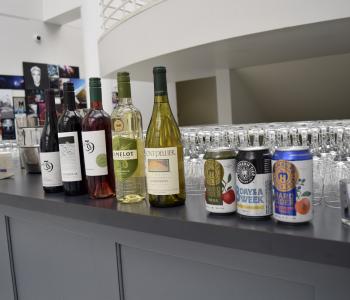 Bar set up of wine and canned craft beer